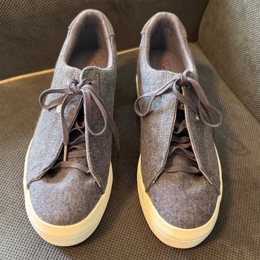 Keds Triple Kick Gray Chambray Platform Sneakers Low Top Dream Foam Shoes